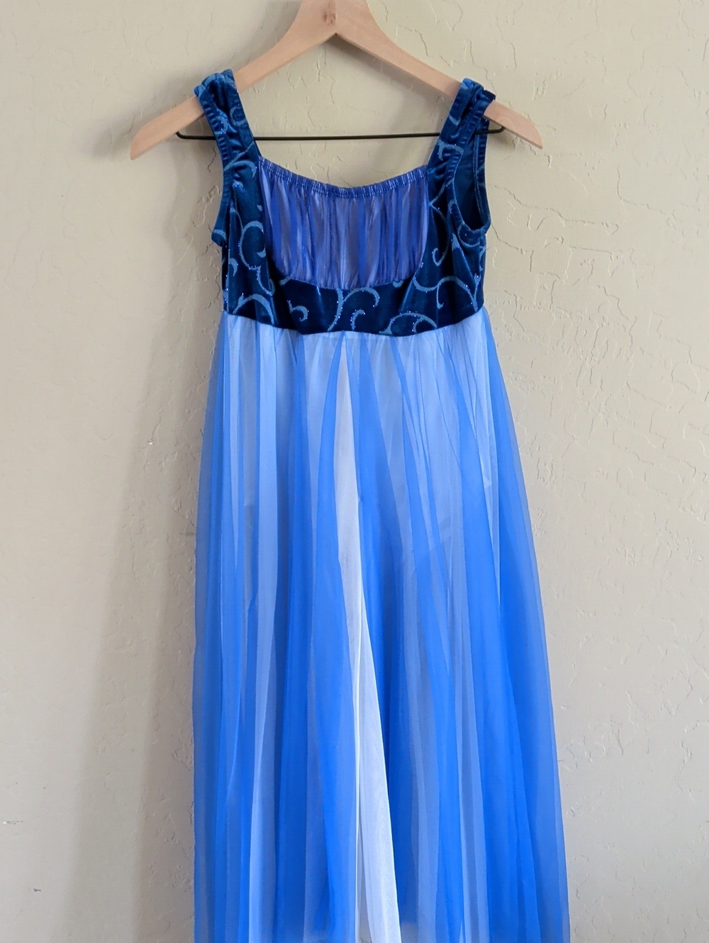 Blue Sheer Empire-Waist Sleep Gown